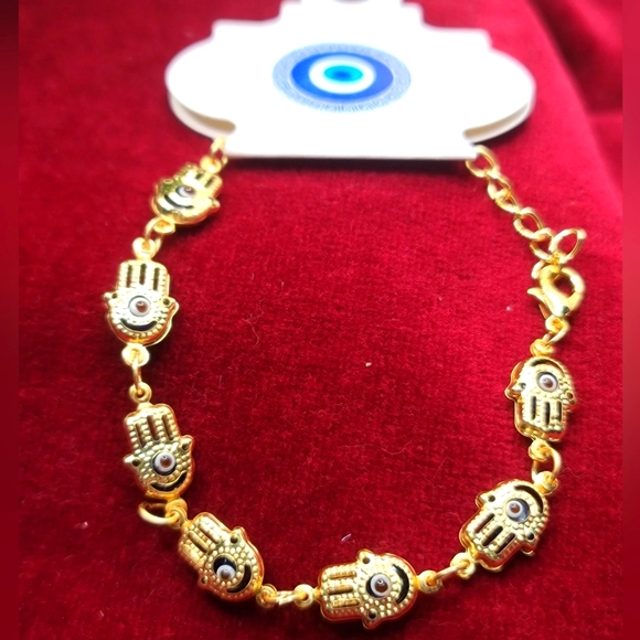 HAND Evil Eye Protection Blessings Bracelet Anklet Hand of Mary Hamsa - Picture 2 of 4